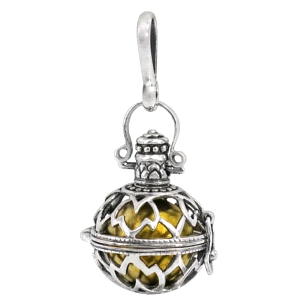 Sterling Silver harmony ball locket pendant lotus flower
